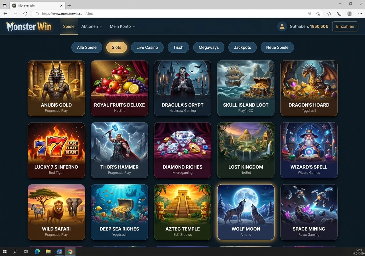Spielangebot bei Monster Win – Monster Win