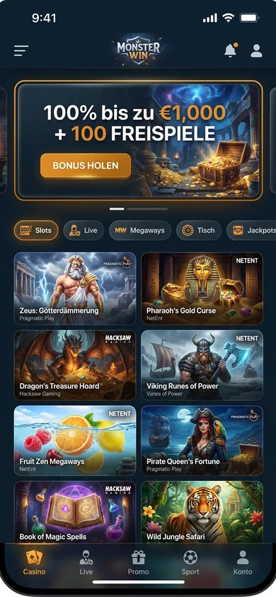 Mobile Erfahrung im Browser – Monster Win